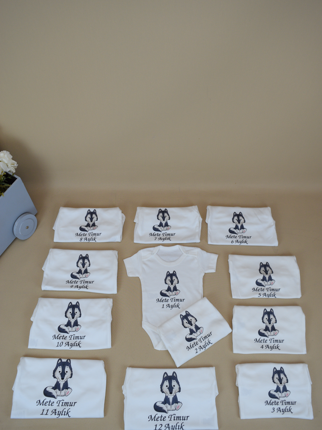 Ana Kuzusu İsme Özel Baskı Çıtçıtlı Badi Kurt Baskı  12BAKB79