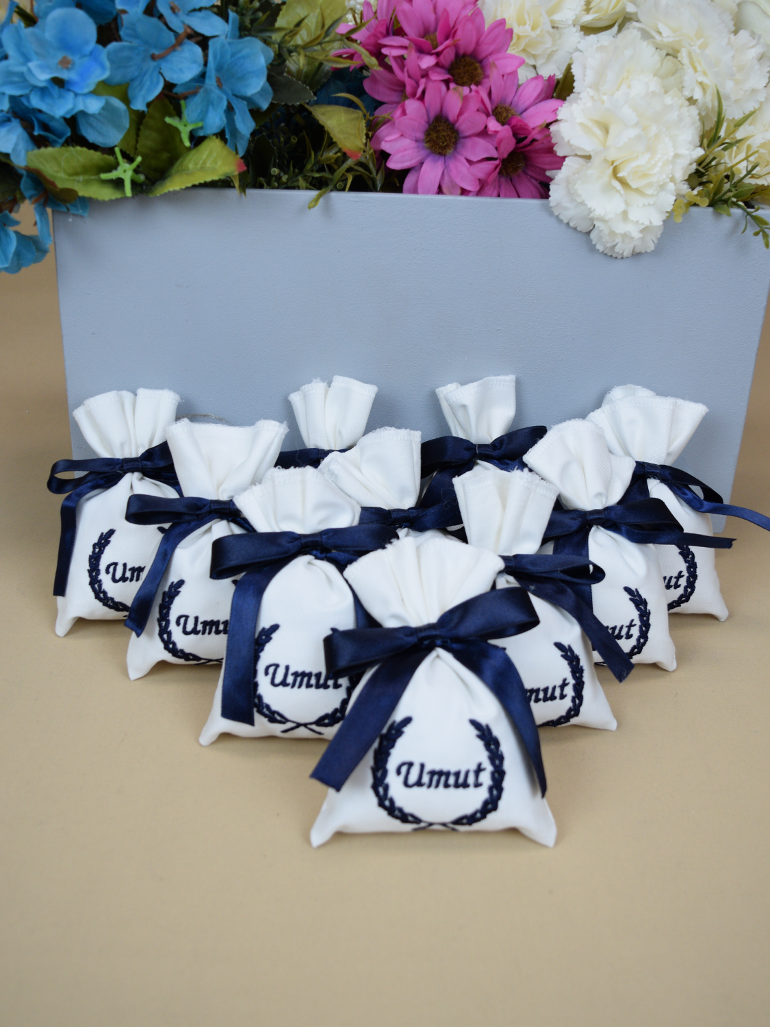 Ana Kuzusu İsme Özel Çelenk Desen  Nakışlı Lavanta Kesesi Nakış(12 Adet)  12ÇLK36