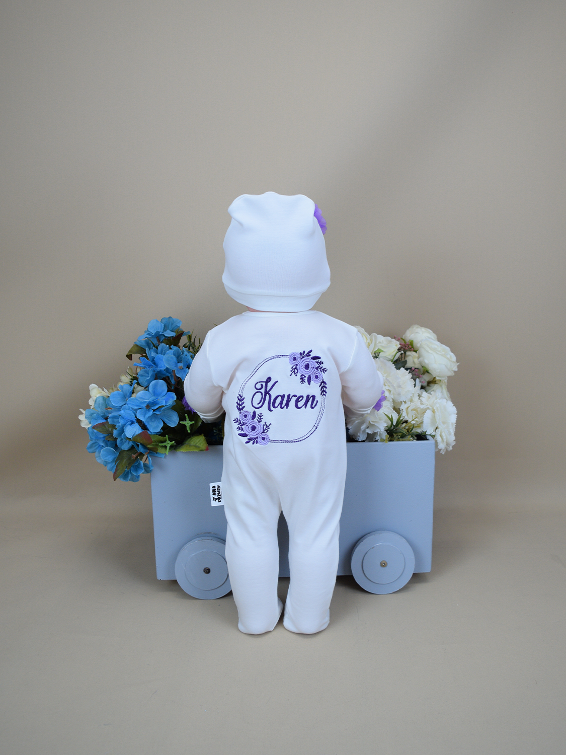 Ana Kuzusu İsme Özel Çiçek Demet Desen Tulum Seti  3ÇÇC63