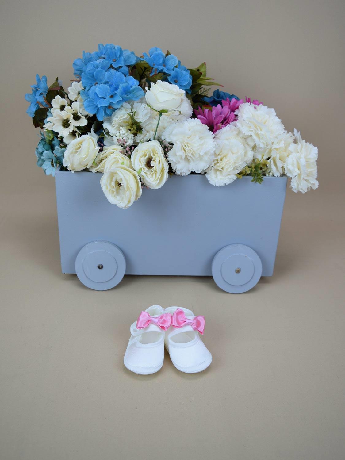 Ana Kuzusu İsme Özel Hastane Çıkışı Bebek Patiği Pembe Fiyonk Kurdele 