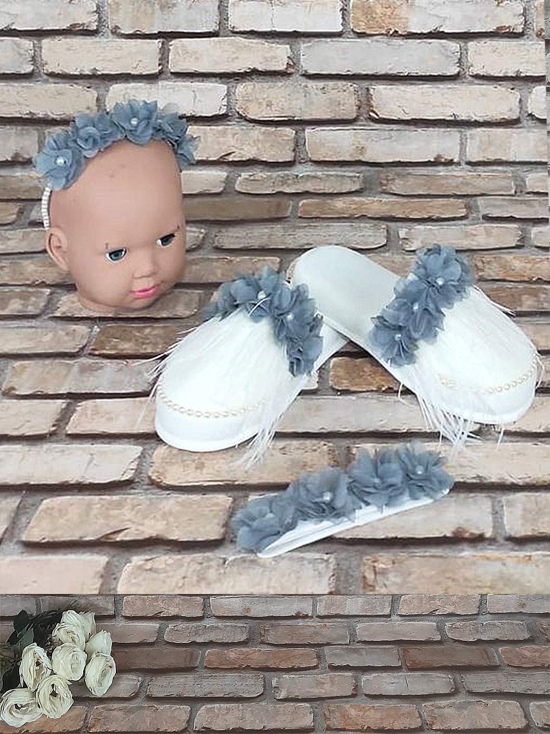 Ana Kuzusu Özel Tasarım Lohusa Taç Terlik Seti LTT04