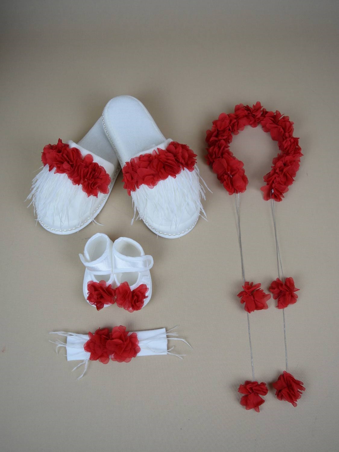 Ana Kuzusu Özel Tasarım Lohusa Taç Terlik Seti Patik 4LTT05