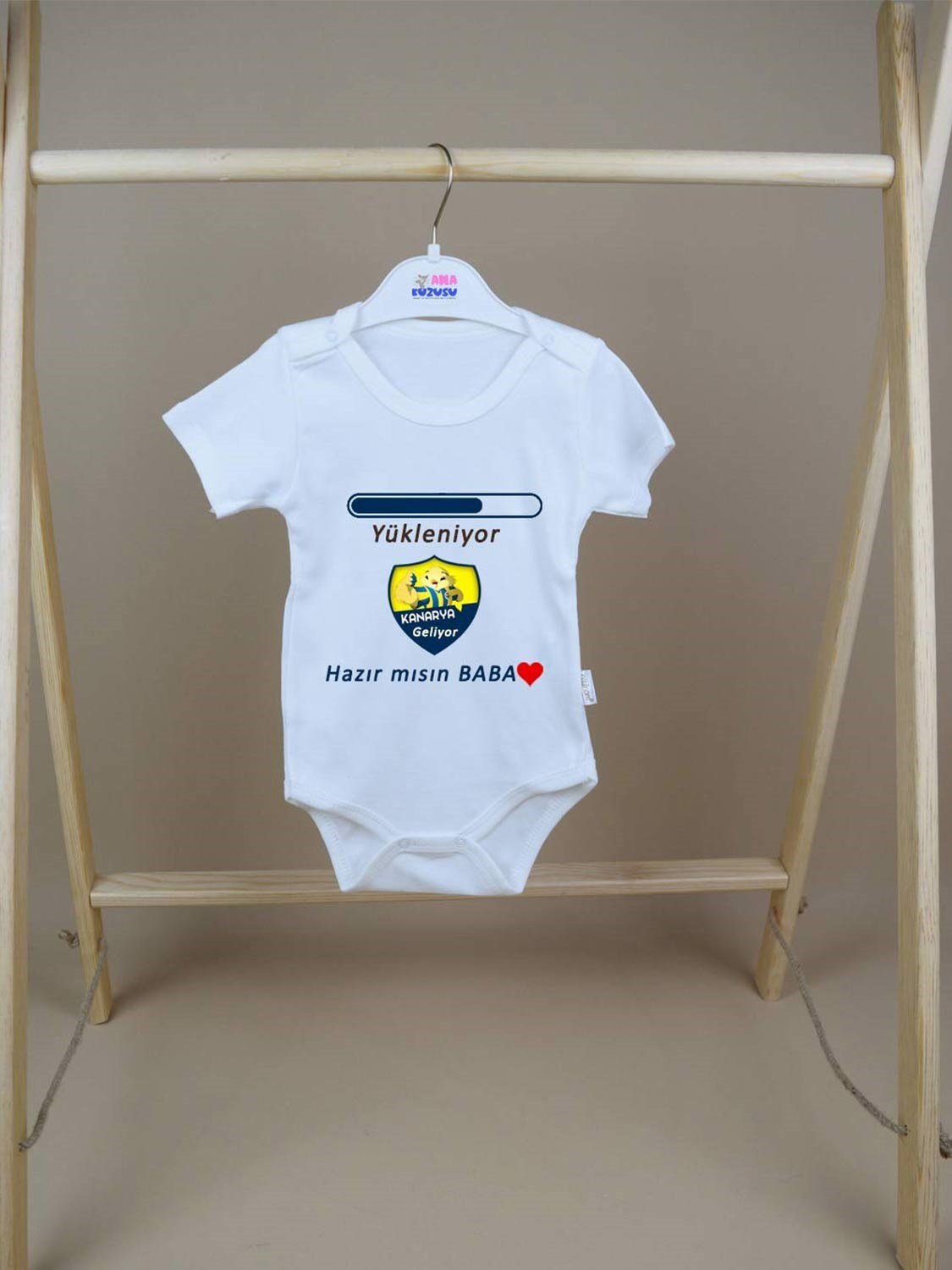 Ana Kuzusu Yeni Doğan Yavru Kanarya  Hazır mısın  Baba Baskılı Çıtçıtlı Badi Zıbın