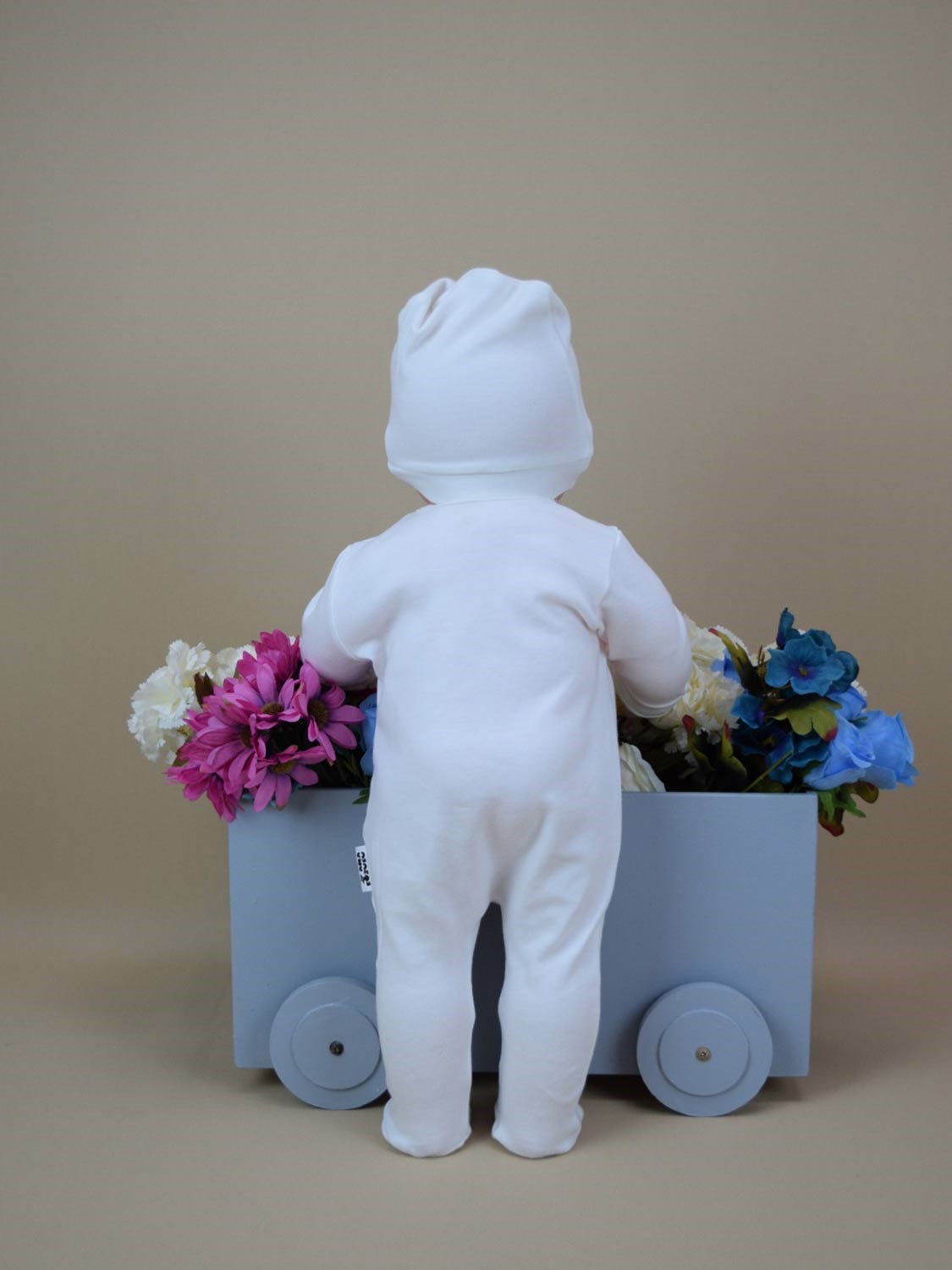 Anakuzusu Unısex  3 Parça tulum Zıbın Seti Organik Pamuk  Ekru Rengi