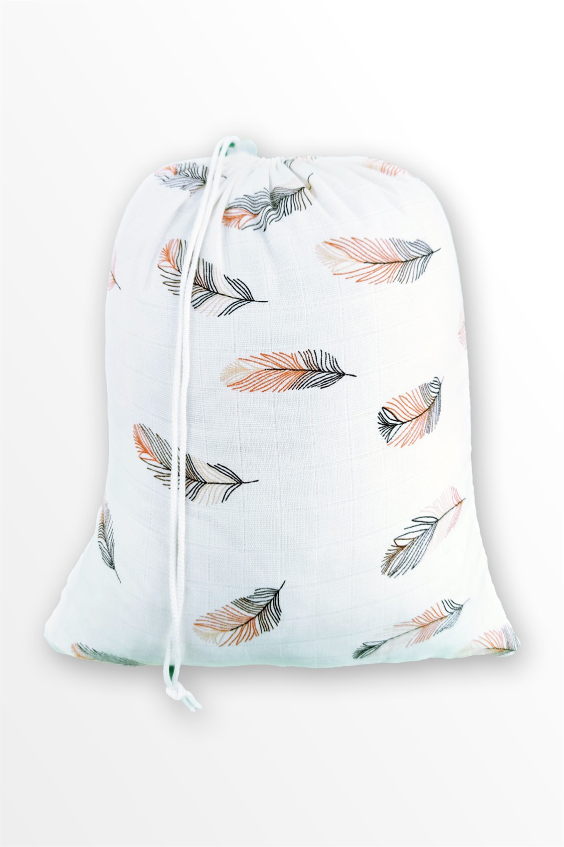 Organik Pamuk Müslin Çok Amaçlı Kese - Kırmızı Kuştüyleri