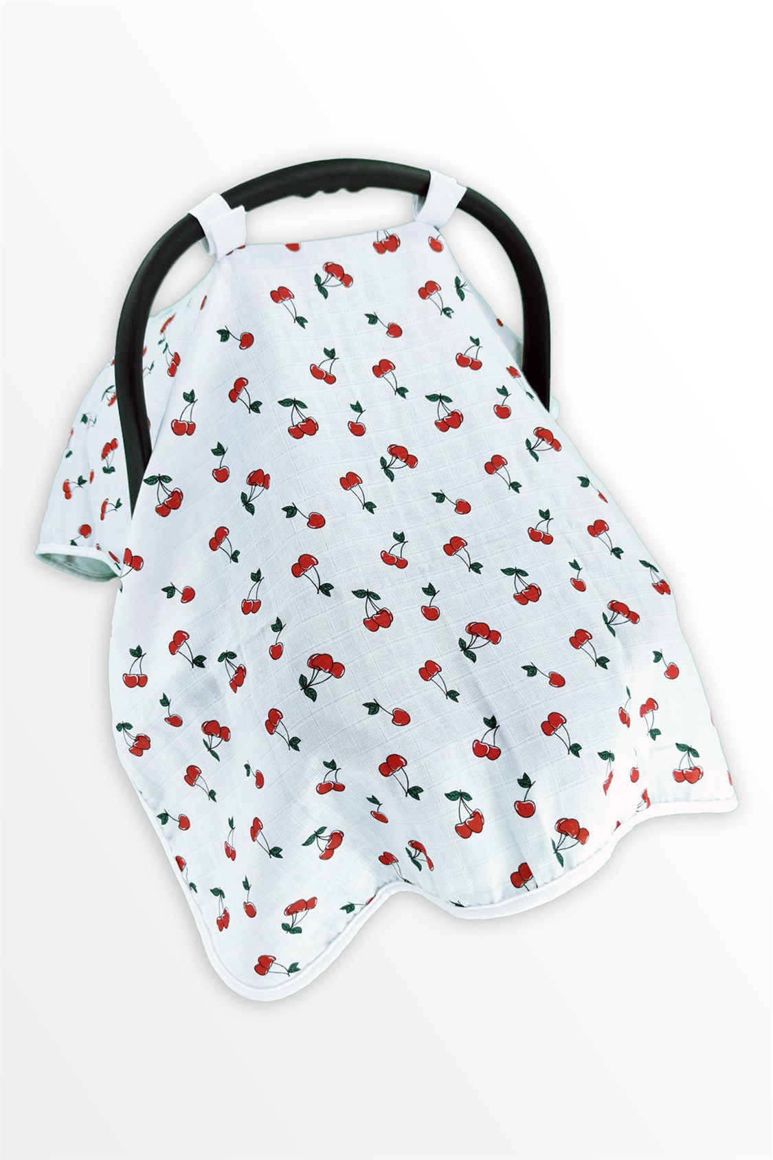 Organik Pamuk Müslin Puset Örtüsü - Kirazlar