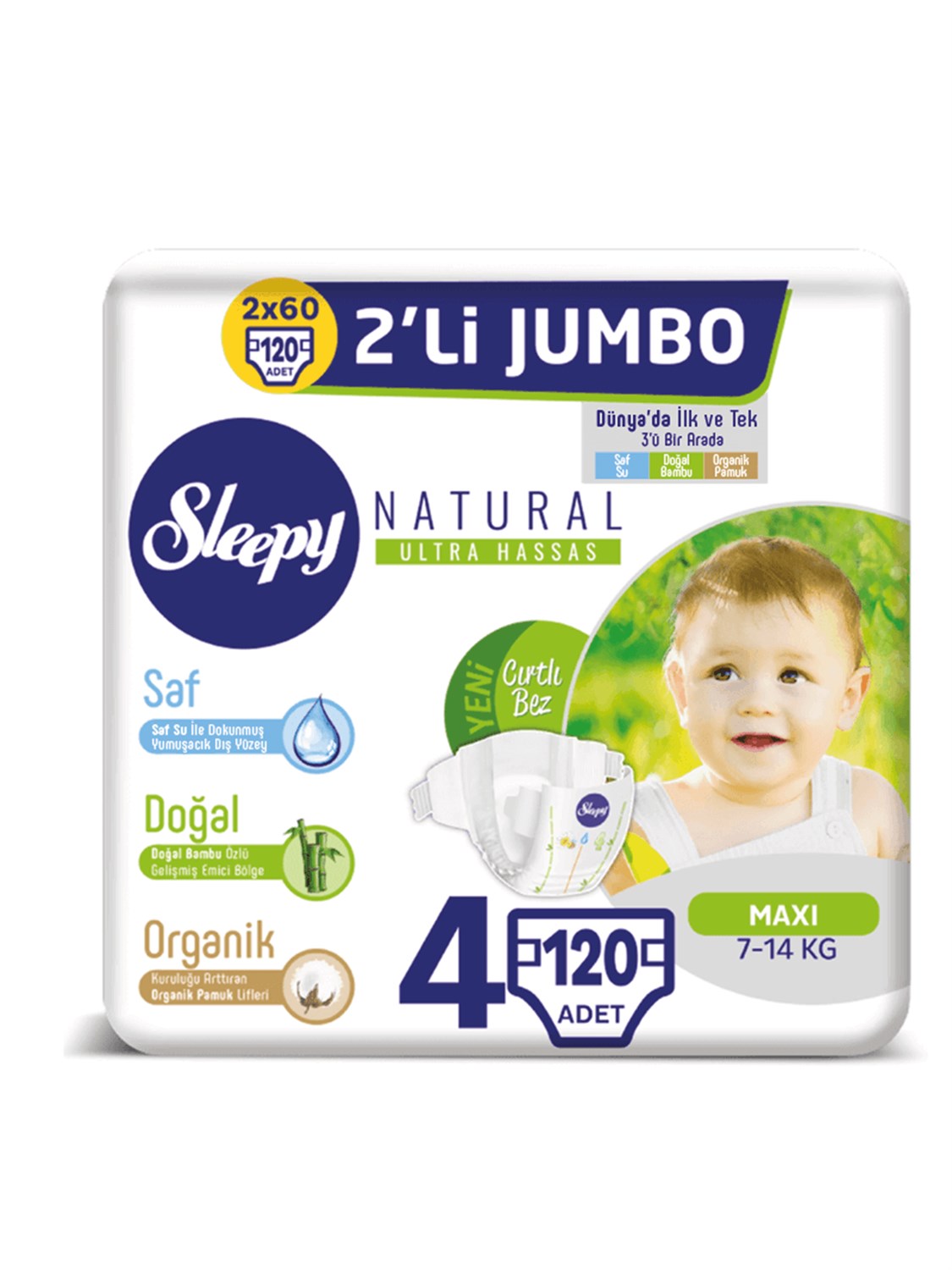 Sleepy Natural Bebek Bezi 4 Numara 120 Adet (4x30)