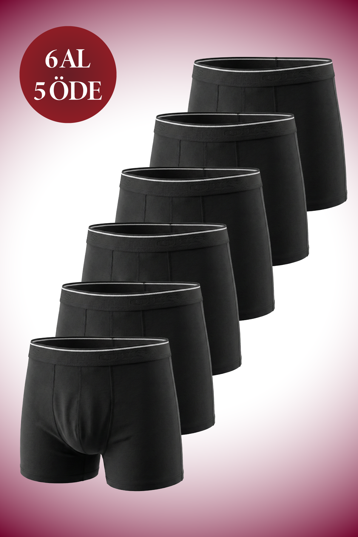 Öts 6'lı Erkek Boxer Likralı Esnek (%96 Pamuk - %4 Elastan)