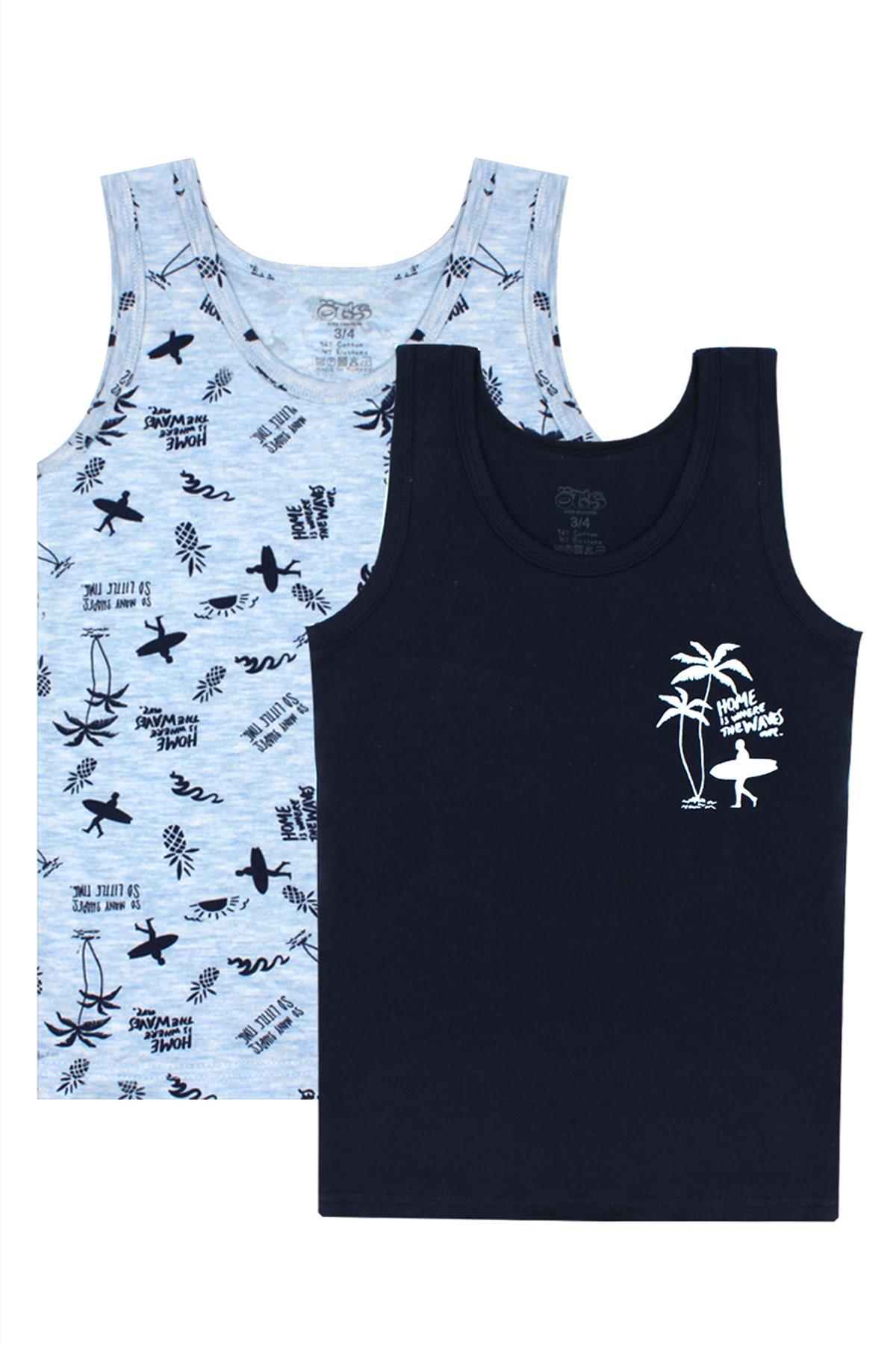 Öts Erkek Çocuk Atlet 2'li Baskılı (%96 Pamuk - %4 Elastan)