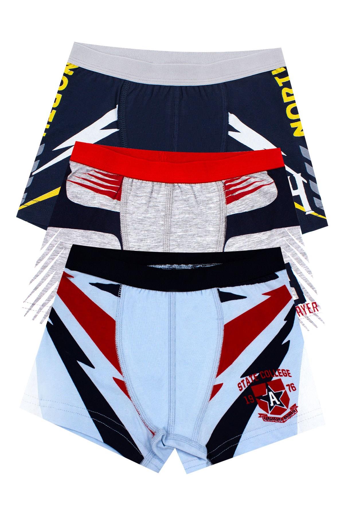 Öts Erkek Çocuk Boxer 3'lü Baskılı (%96 Pamuk - %4 Elastan)