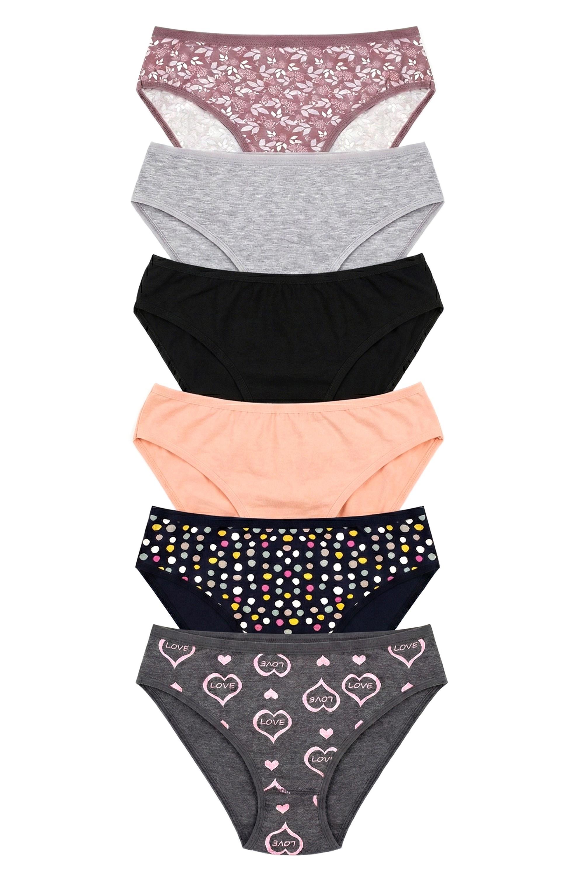 Öts Kadın Külot 6'lı Paket, Bikini, Normal Bel Külot (%96 Pamuk - %4 Elastan)