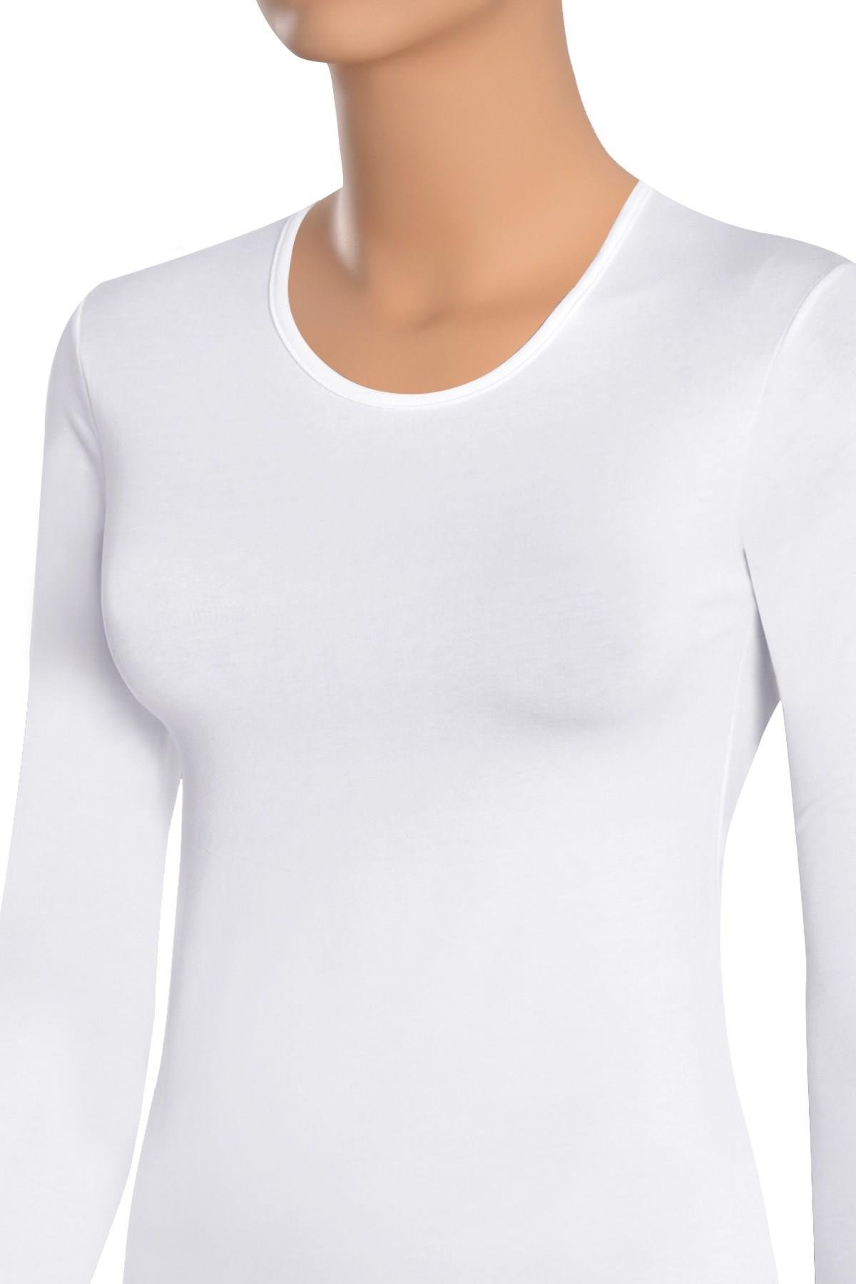 Öts Kadın T-Shirt Bisiklet Yaka Uzun Kol (%96 Pamuk - %4 Elastan)