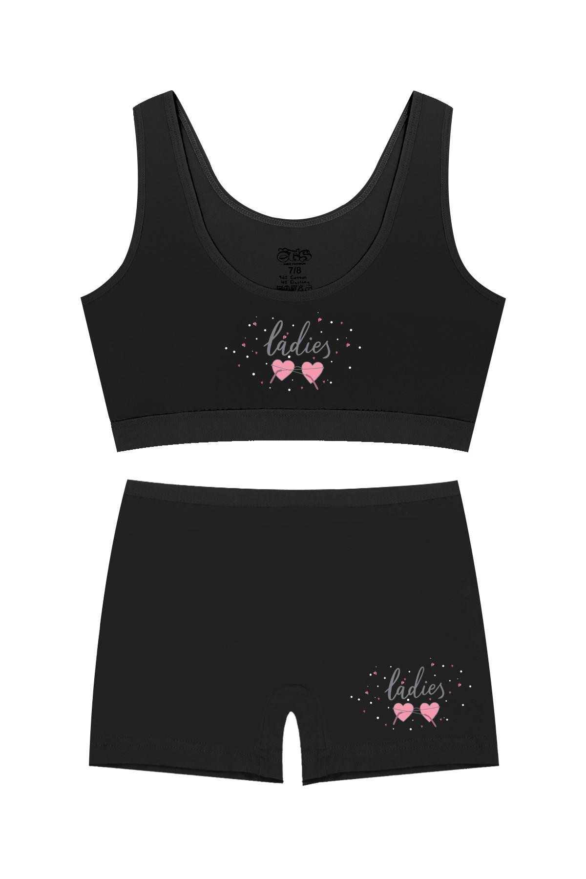 Öts Kız Çocuk Bustiyer Şort Likralı Siyah Ladies (%96 Pamuk - %4 Elastan)