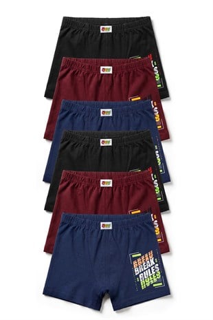 Öts Erkek Çocuk 6lı Pamuklu Boxer Baskılı Esnek ve Konforlu (7812-6)