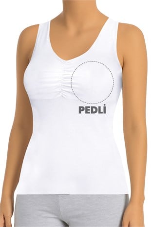 Öts Kadın Atlet Büzgülü Çıkarılabilir Pedli (%96 Pamuk - %4 Elastan)