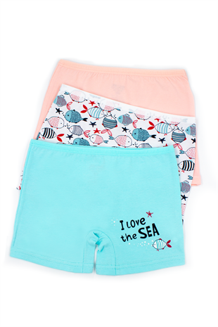 Kız Çocuk 3'lü Boxer Likralı (%96 Pamuk)