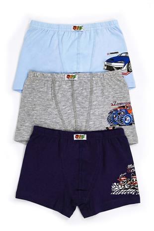 Öts Erkek Çocuk Boxer 3'lü Baskılı (%96 Pamuk - %4 Elastan)