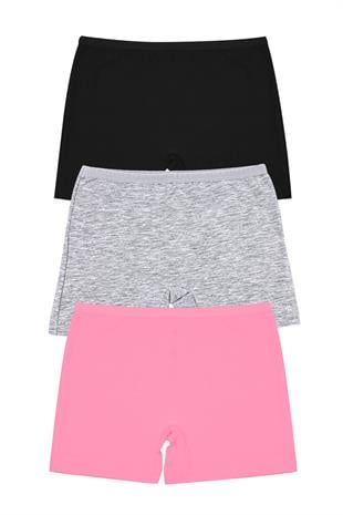 Öts Kız Çocuk Boxer 3'lü (%96 Pamuk - %4 Elastan)