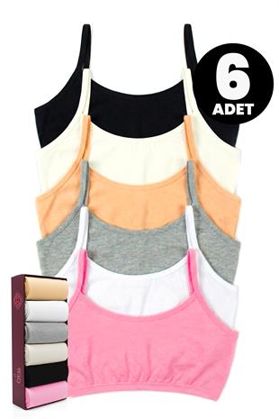 Öts Premium 6'lı Kız Çocuk Alıştırma Sütyen -Hediye Kutulu, Pamuklu Kumaş, Esnek, Etiketsiz Bustiyer