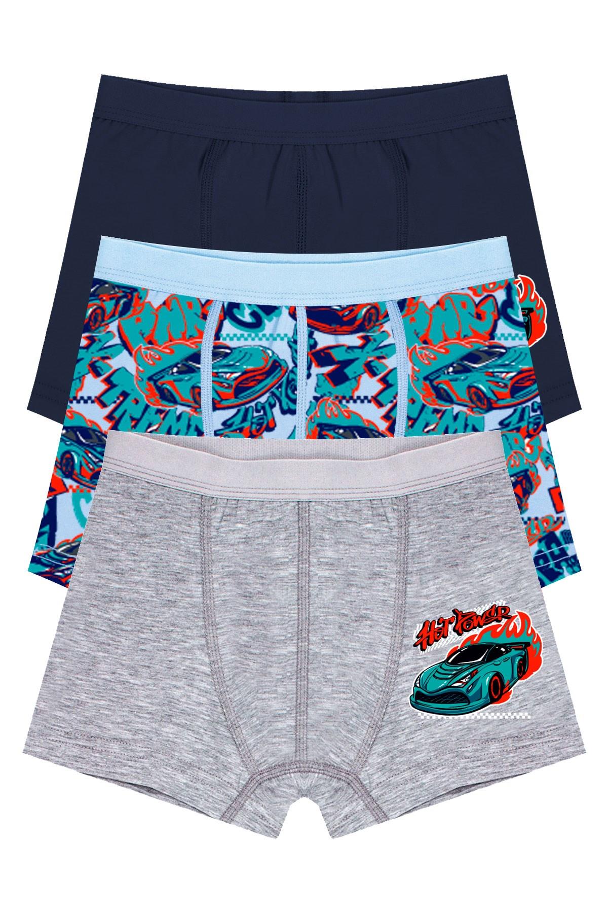 Öts Erkek Çocuk Boxer 3'lü Baskılı (%96 Pamuk - %4 Elastan)