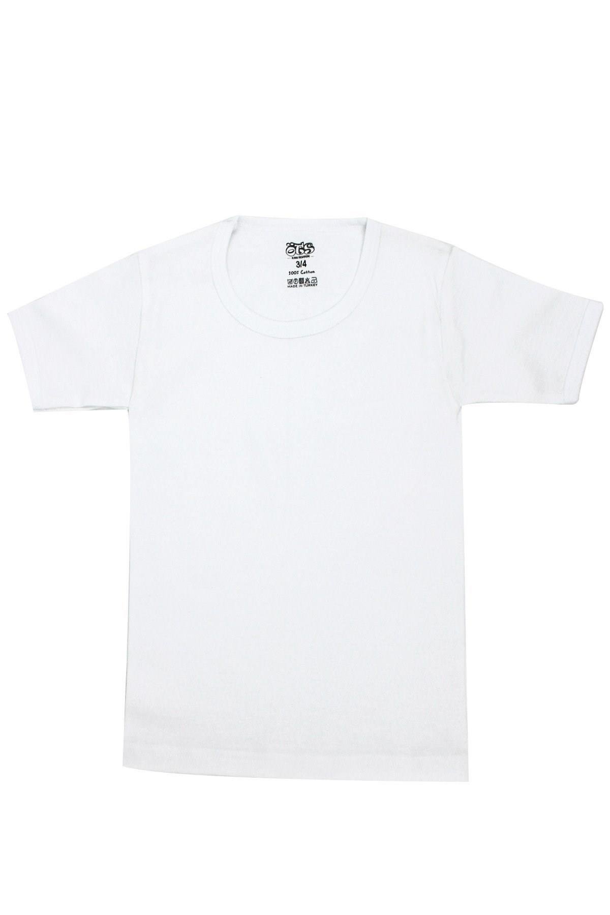 Öts Erkek Çocuk T-Shirt Ribana Açık Yaka (%100 Pamuk)