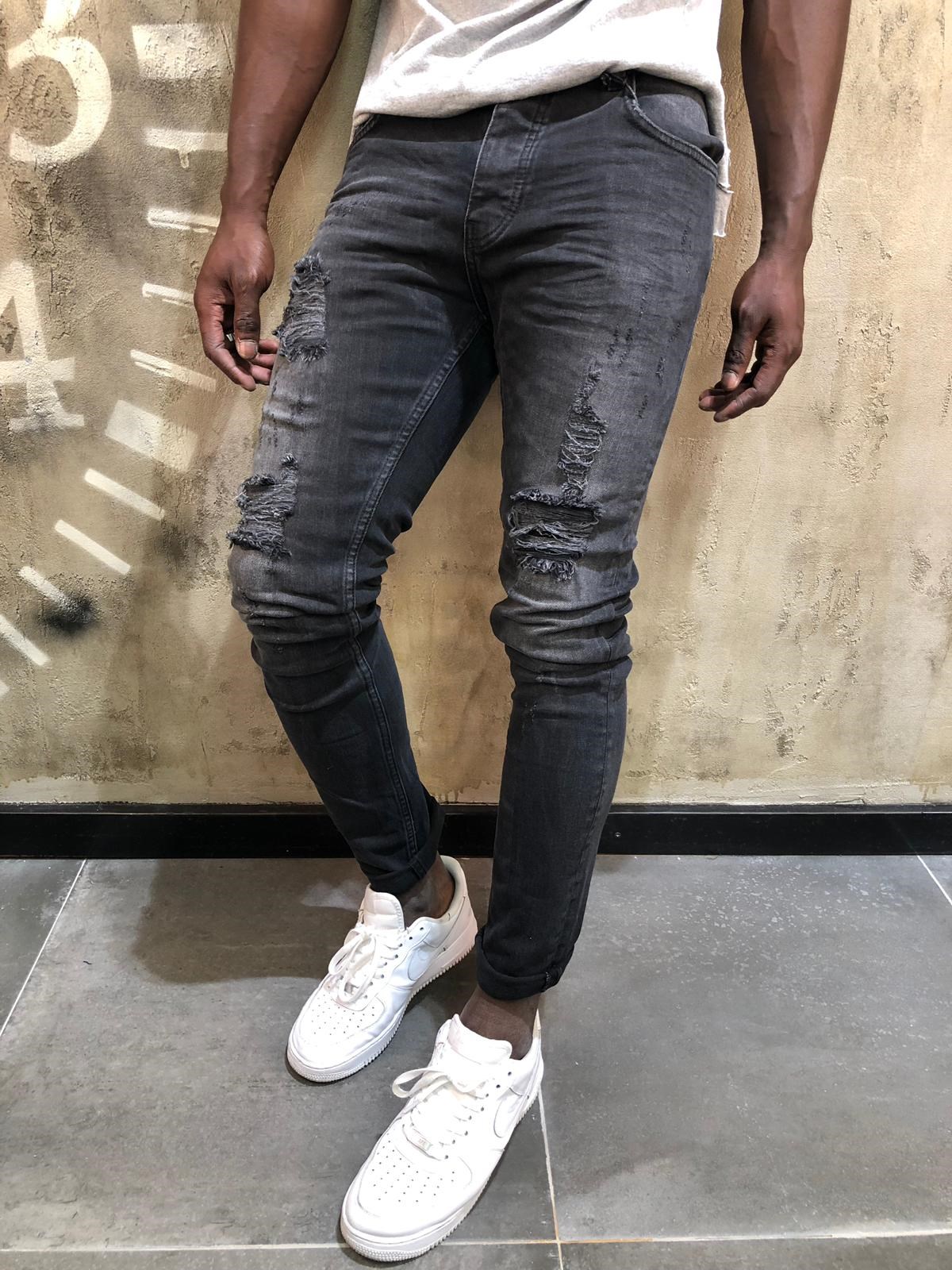 Siyah Yırtık Kot Pantolon | En İyi Erkek Giyim | Denim Republic