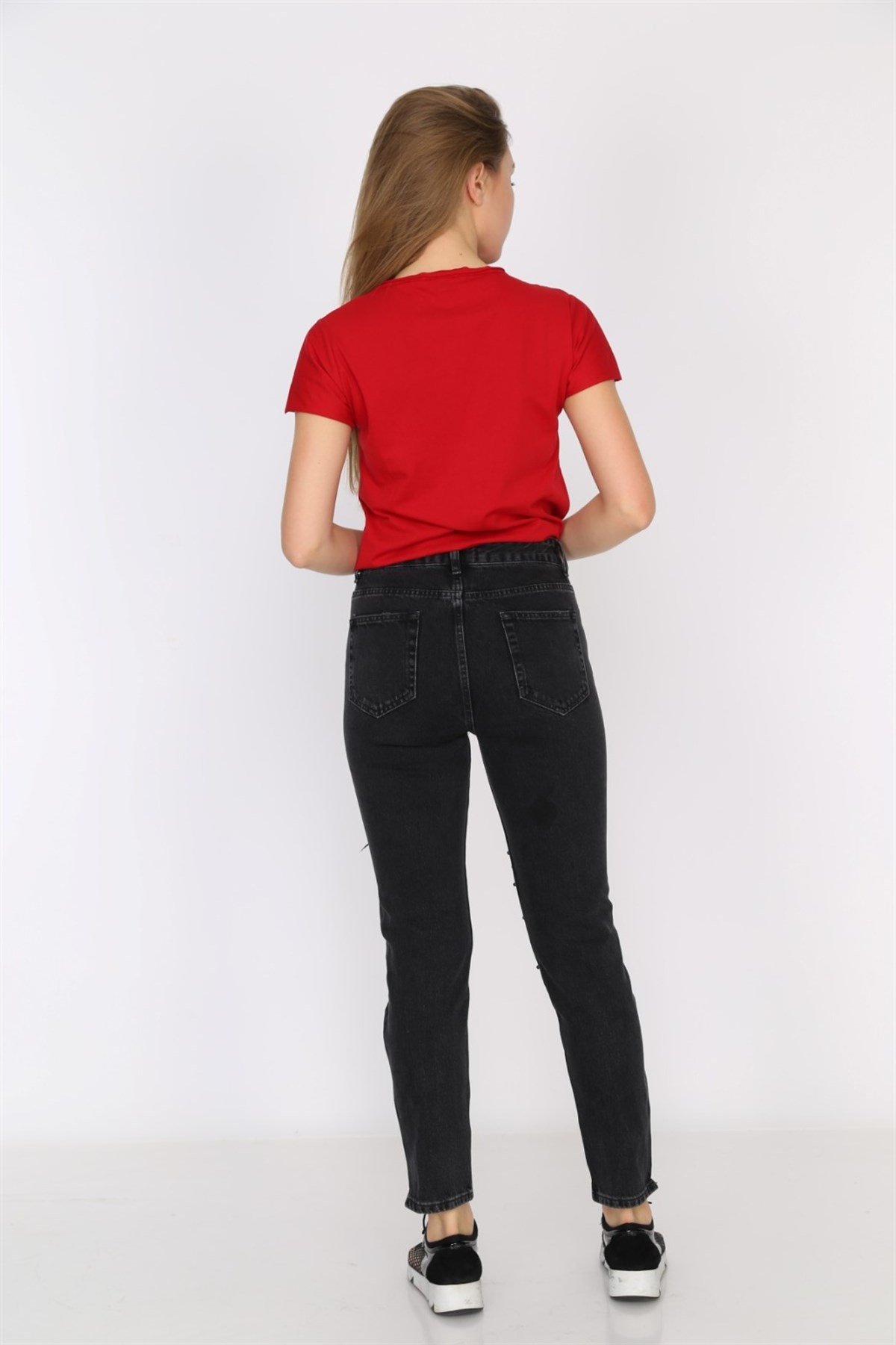 Kadın Siyah Kot Pantolon Yırtık Model