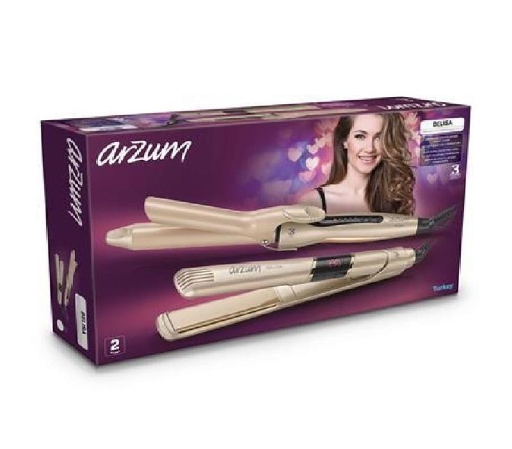 ARZUM AR 5024-AR 5033 BELİSA SAÇ DÜZLEŞTİRİCİ+SAÇ MAŞASI KUM BEJİ