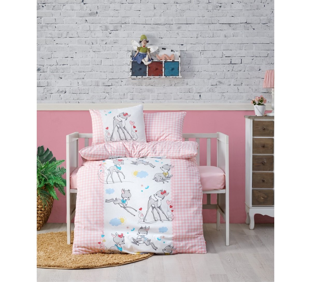 COTTON BOX NEVRESİM TAKIMI BEBEK BAMBİ PEMBE