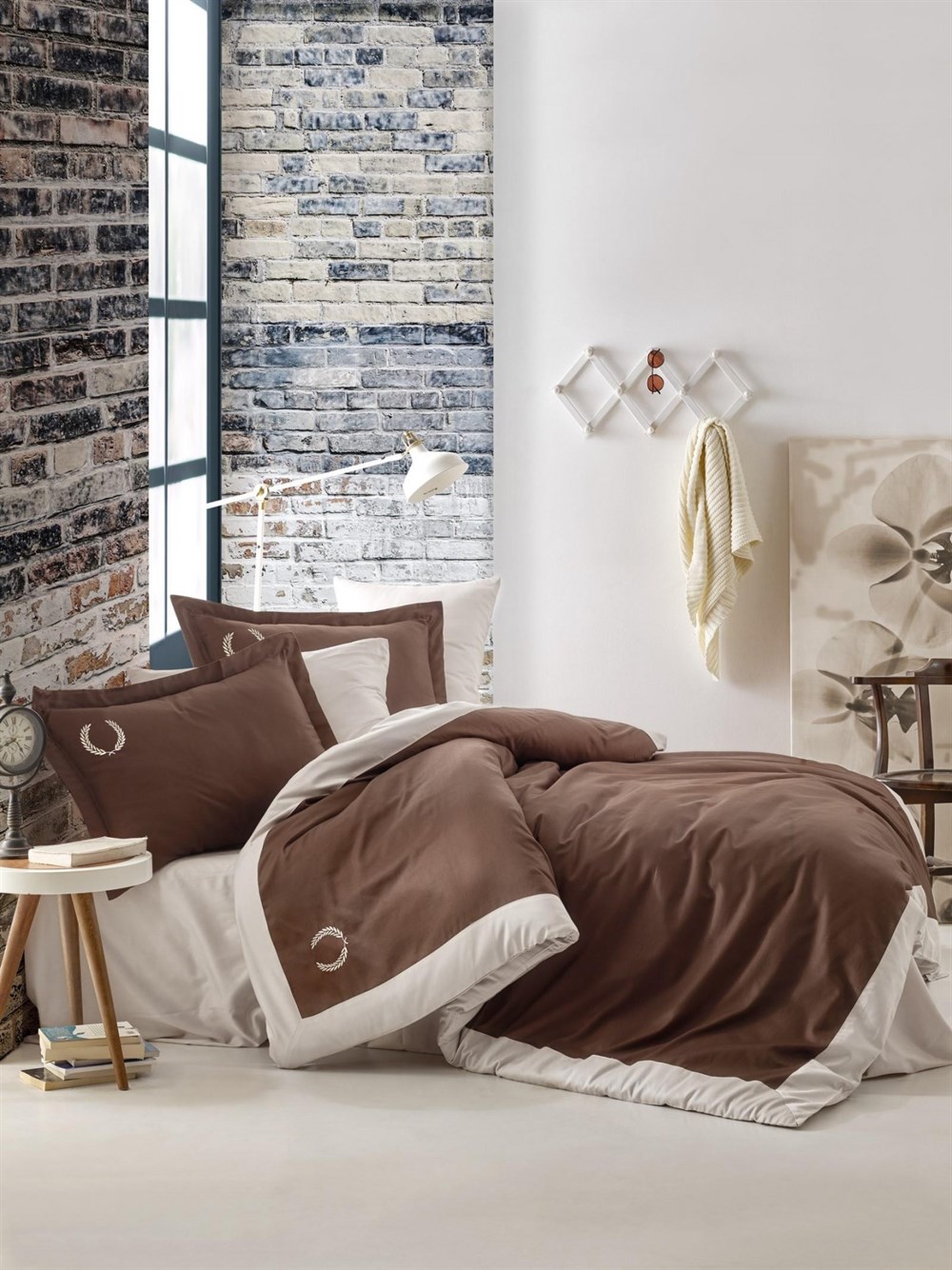 COTTON BOX NEVRESİM TAKIMI SATEN BRODE Ç.K.SOHO KAHVERENGİ