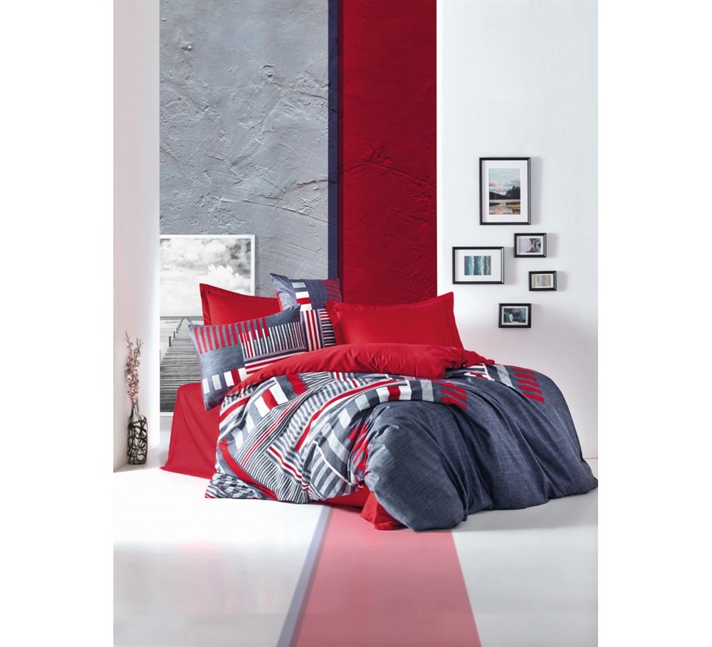 COTTON BOX NEVRESİM TAKIMI SATEN Ç.K.ROXY KIRMIZI 