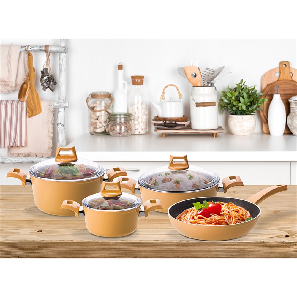 EMSAN OASİS 7 PARÇA GRANİT TENCERE SET GOLD 