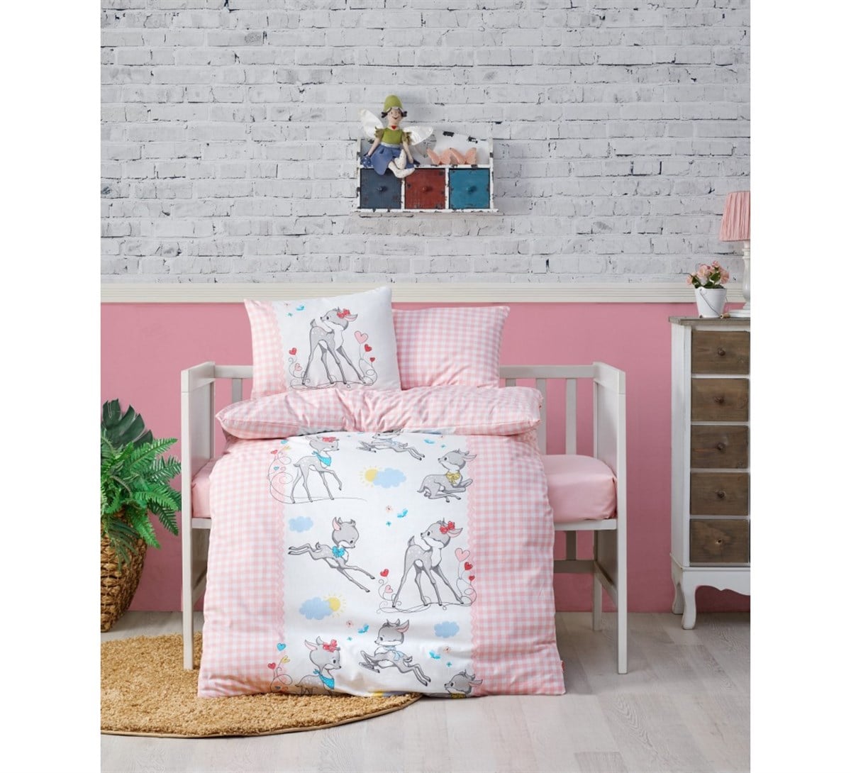 COTTON BOX NEVRESİM TAKIMI BEBEK BAMBİ PEMBE