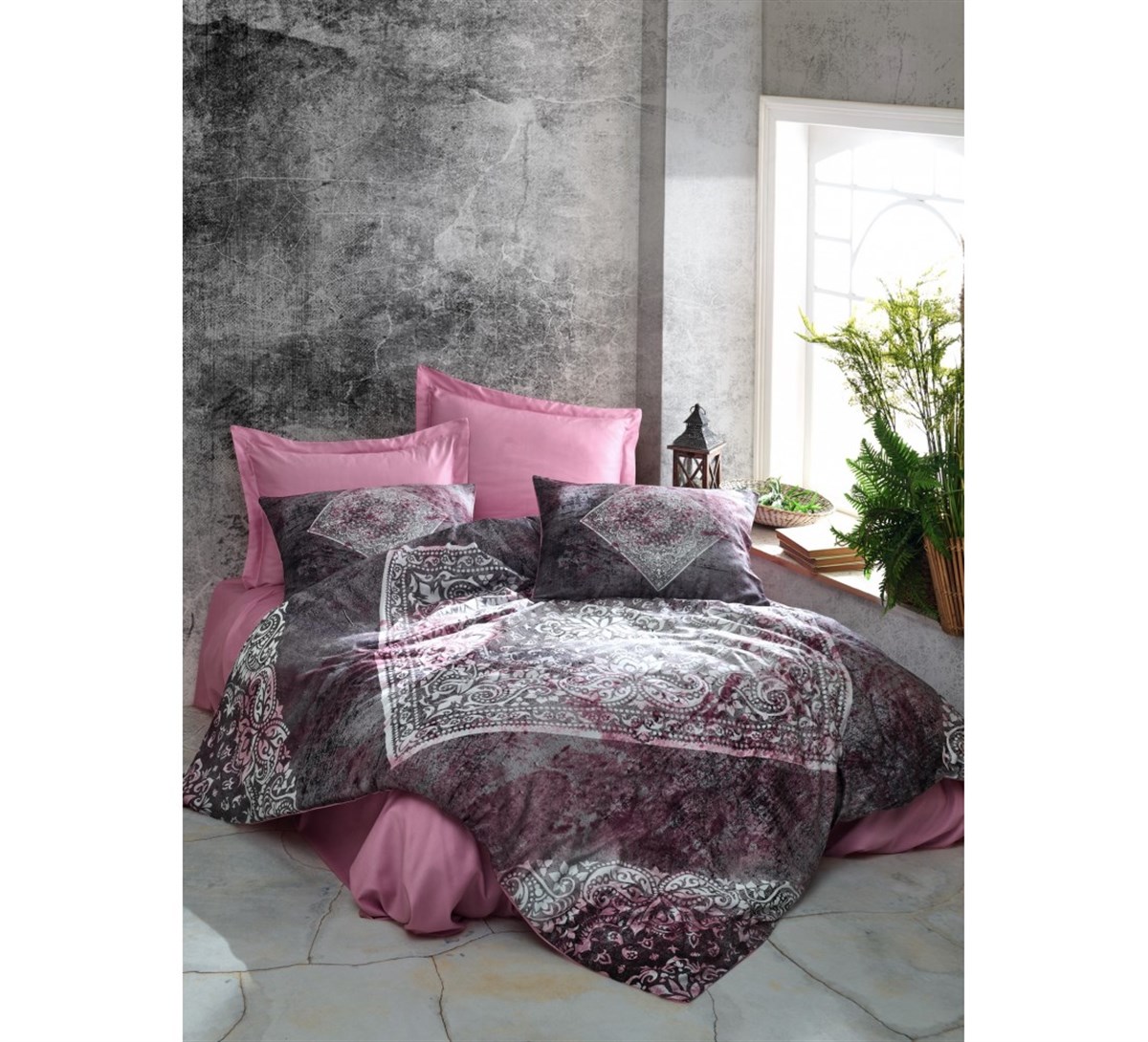 COTTON BOX NEVRESİM TAKIMI DİJİTAL SATEN Ç.K.LANZA GÜL KURUSU