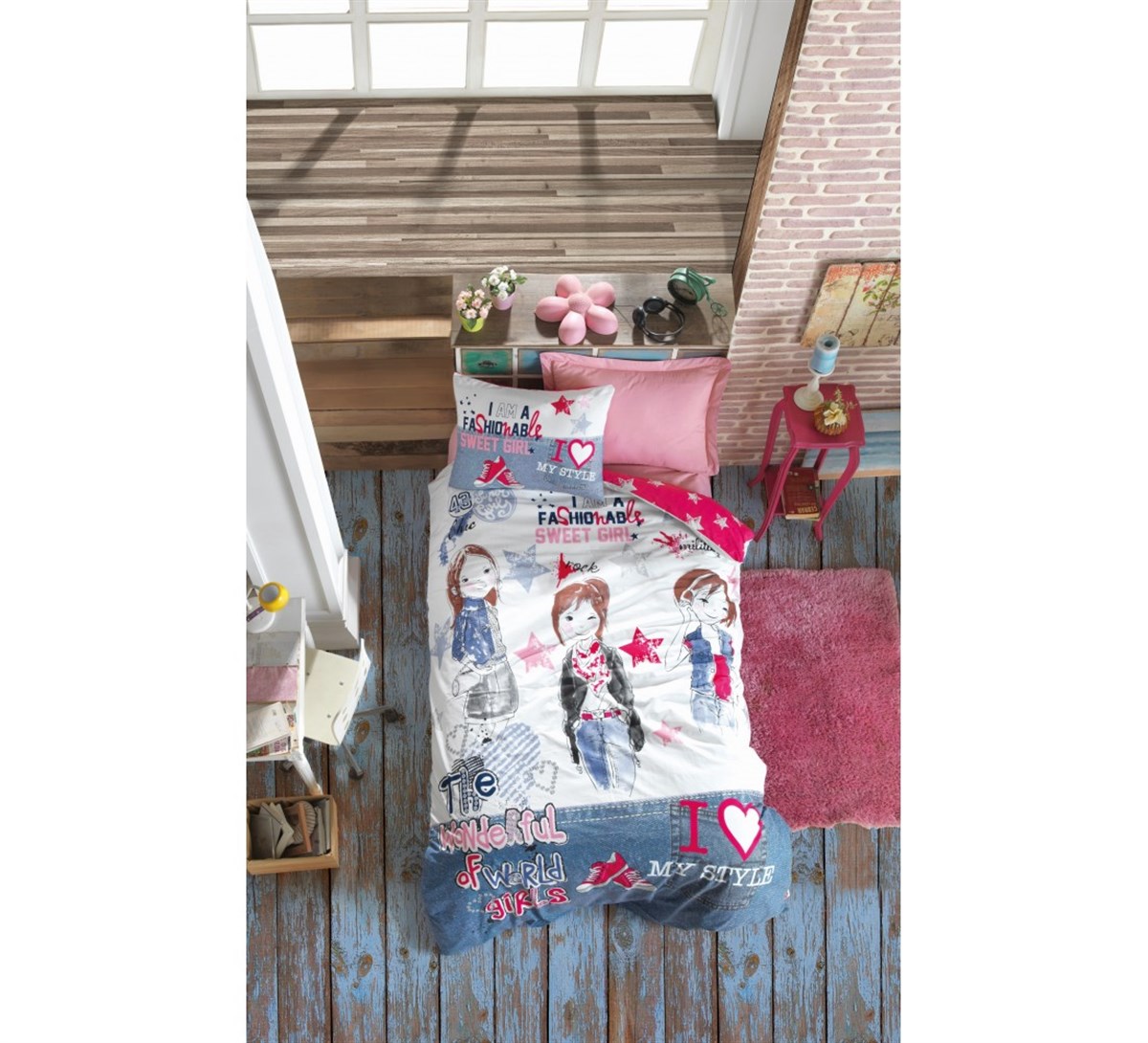 COTTON BOX NEVRESİM TAKIMI JUNİOR T.K.FASHİONGİRLS FUŞYA 