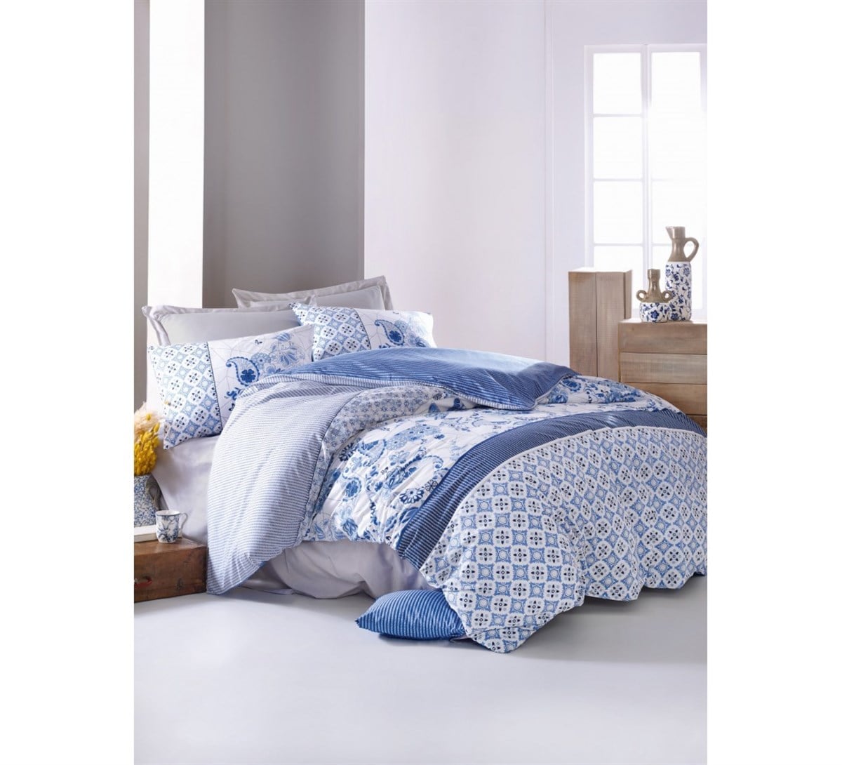 COTTON BOX NEVRESİM TAKIMI RANFORCE T.K.MİLO MAVİ 