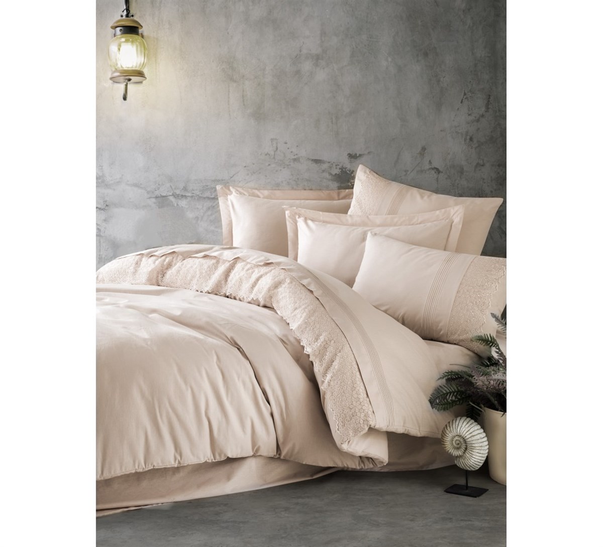 COTTON BOX NEVRESİM TAKIMI RANFORCE BRODE Ç.K.ELBA BEJ