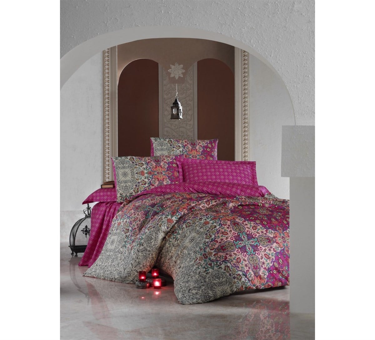 COTTON BOX NEVRESİM TAKIMI SATEN Ç.K.TUĞBA FUŞYA 
