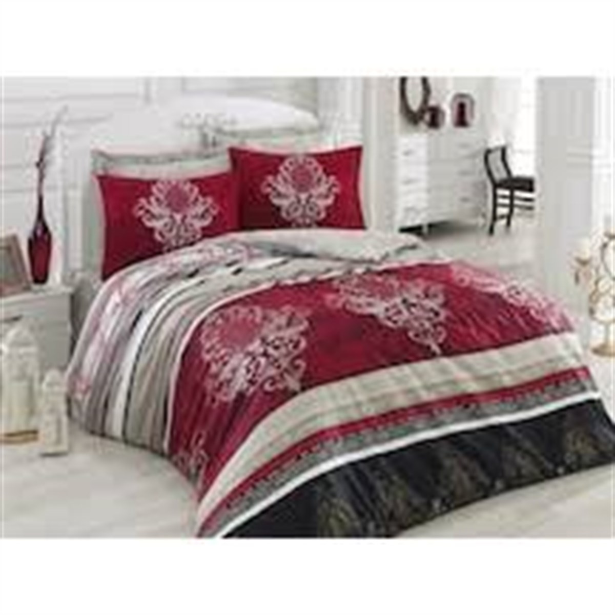 COTTON BOX NEVRESİM TAKIMI SATEN Ç.K.AZRA BORDO 