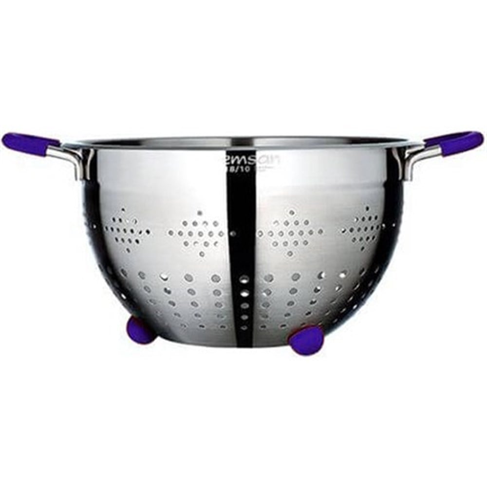 EMSAN DEMRE 24 CM PASLANMAZ ÇELİK SÜZGEÇ MOR 