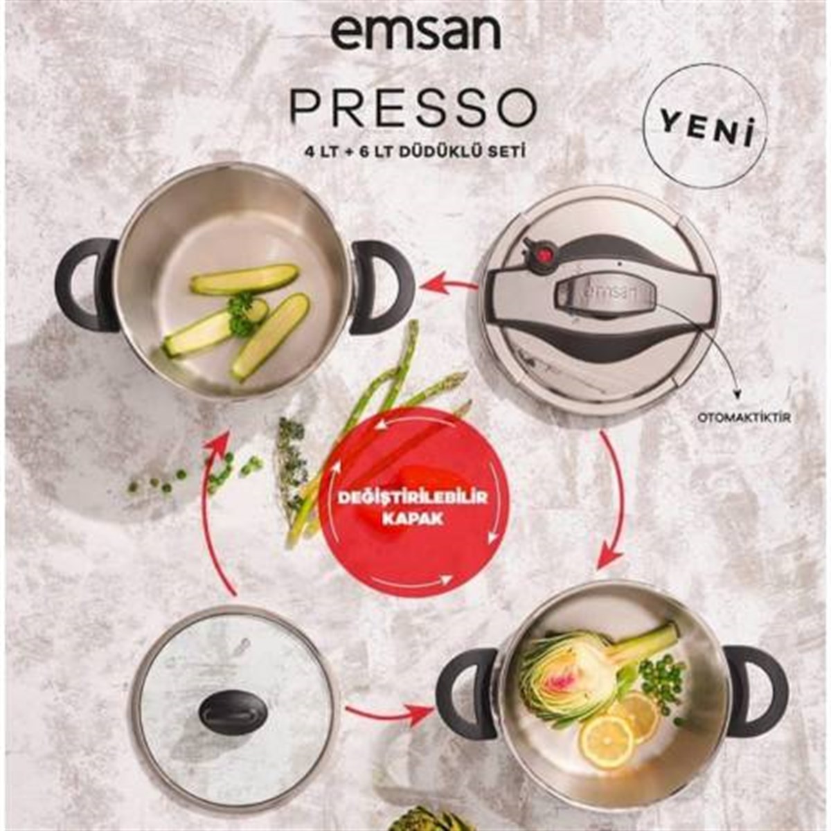 EMSAN PRESSO-S 4+6 LT SİYAH DÜDÜKLÜ 
