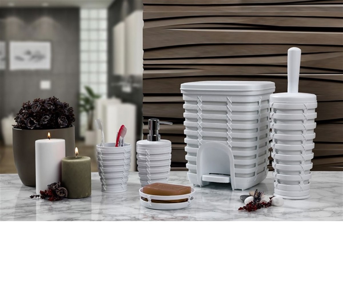 PRİMANOVA M-SAS06-01 PALM 5 Lİ BANYO SETİ BEYAZ 