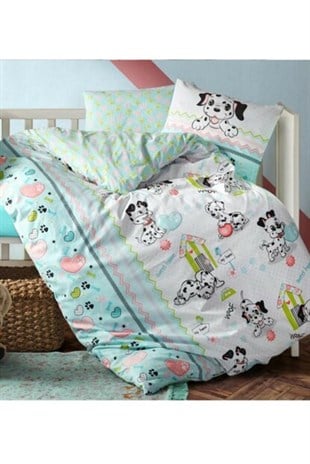 COTTON BOX NEVRESİM TAKIMI FLANEL BEBEK DALMAÇYALI MİNT 