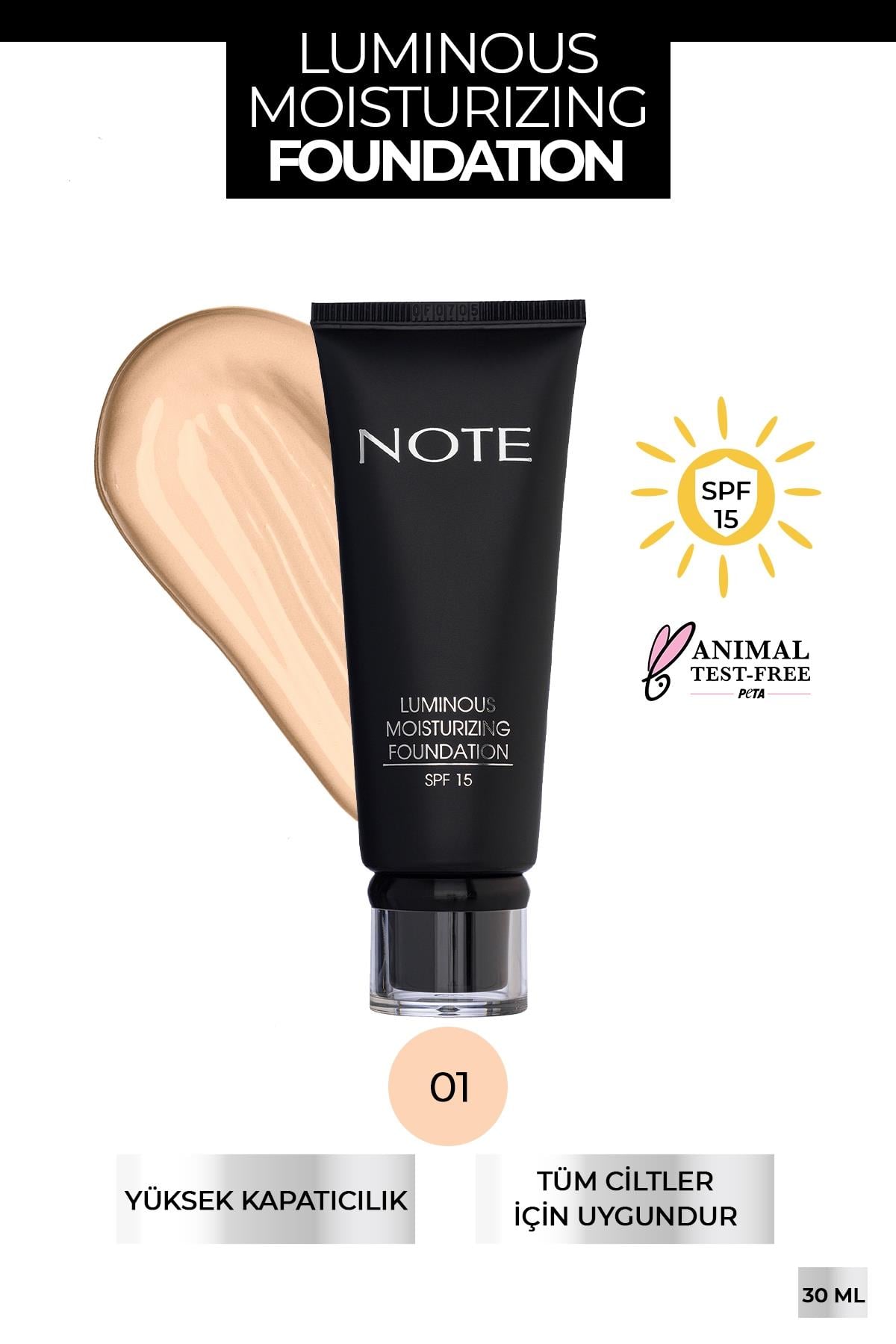 Note Luminous Moisturizing 01 Fondöten Beige-007.1019