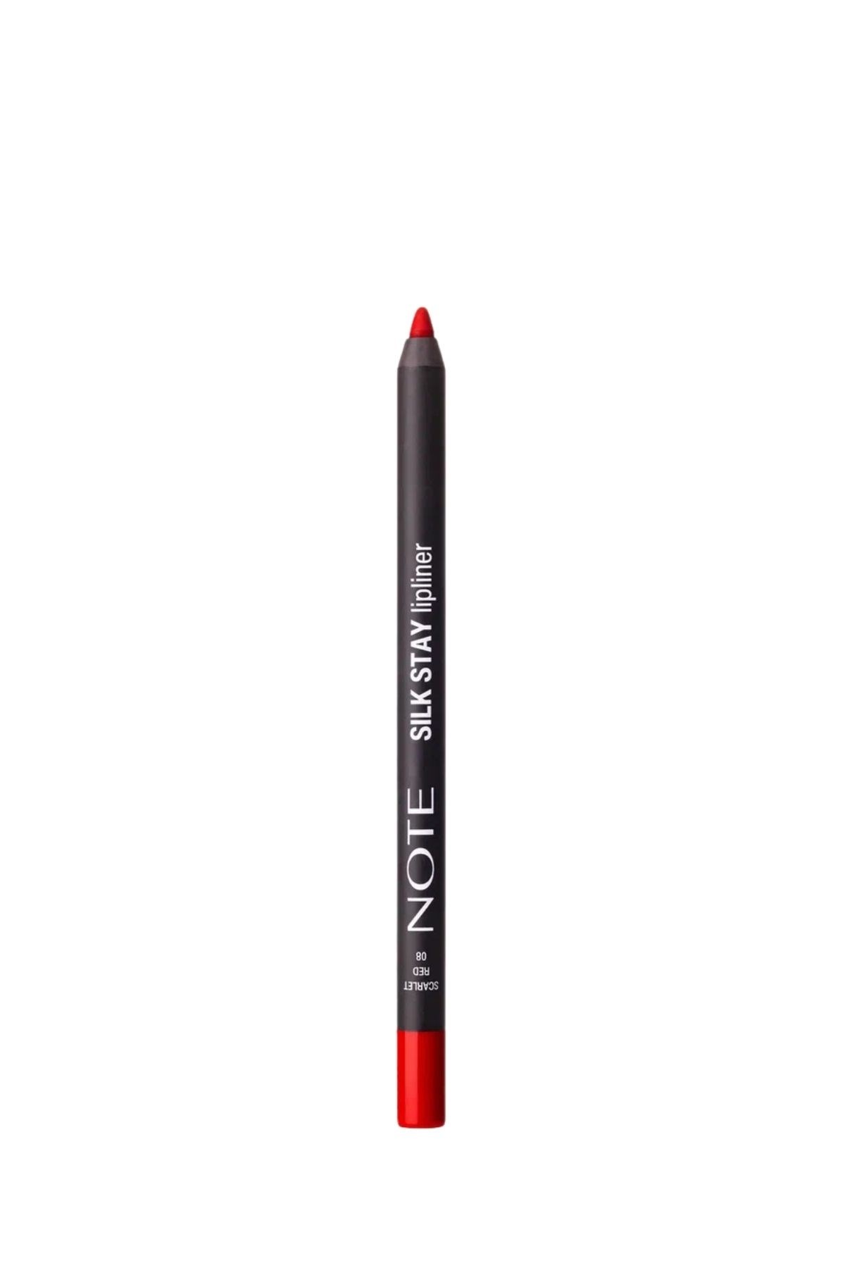 Note Silk Stay Lipliner 08 Scarlet Red Suya Dayanıklı İpeksi Dudak Kalemi - Kırmızı-30111569