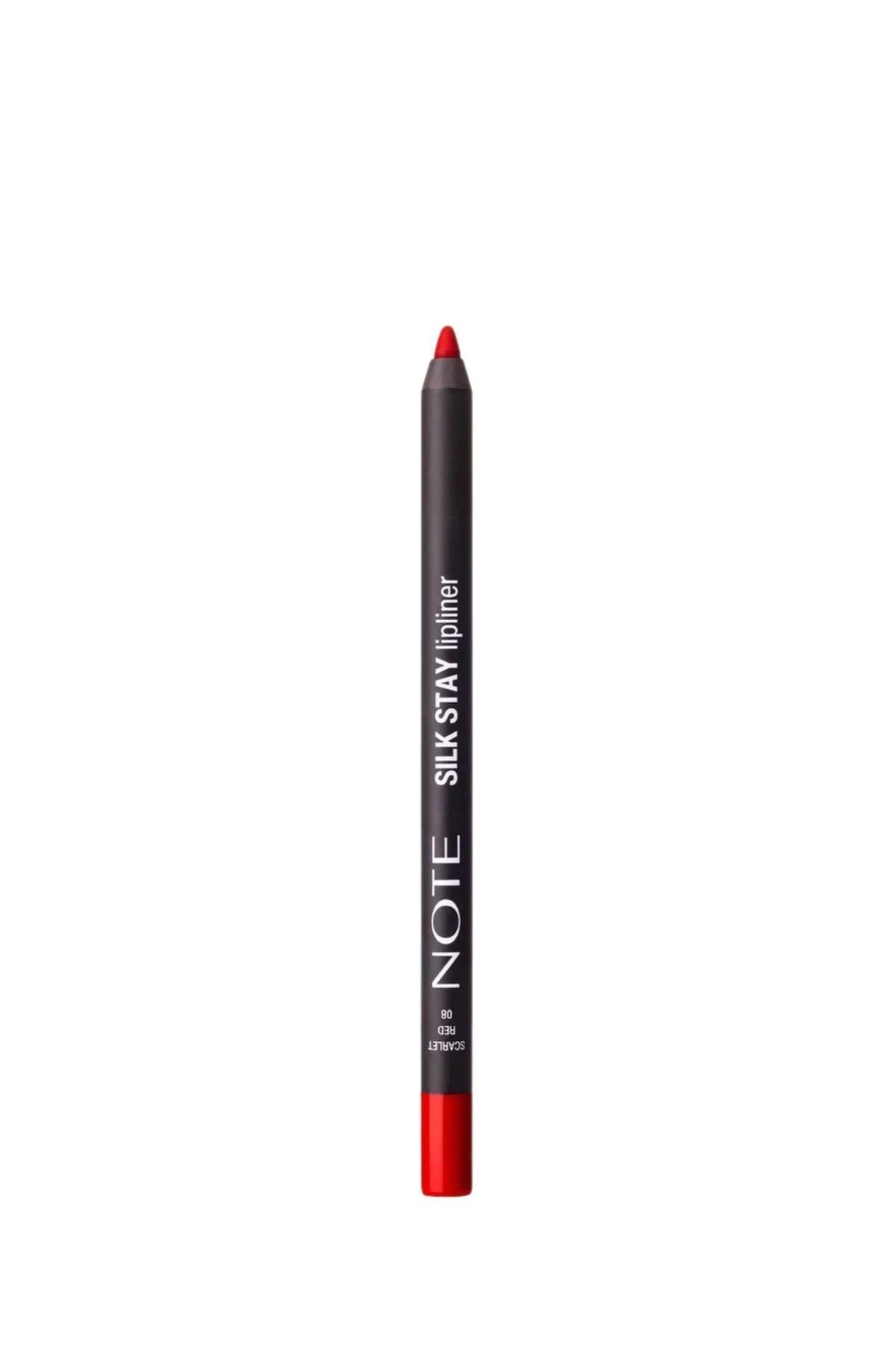 Note Silk Stay Lipliner 08 Scarlet Red Suya Dayanıklı İpeksi Dudak Kalemi - Kırmızı-30111569