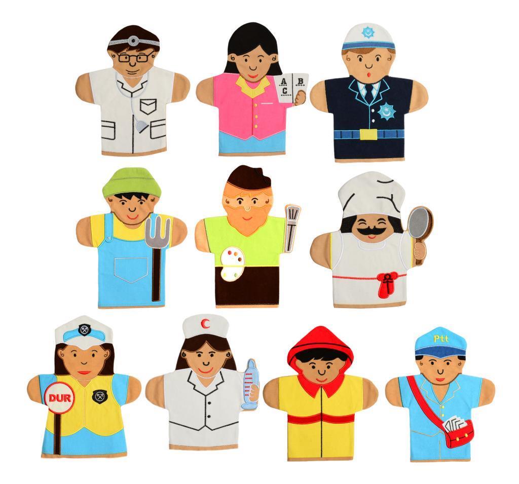 El KuklalarıMeslekler Kukla Seti 10'lu