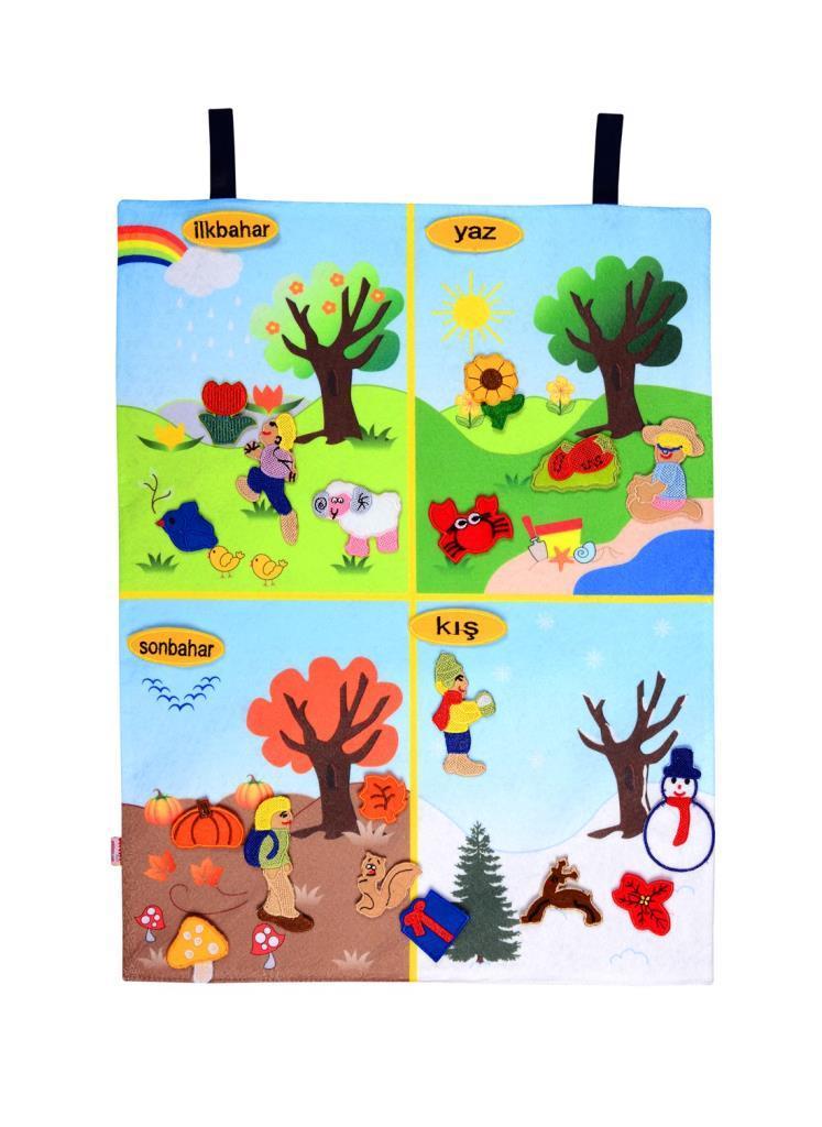 Tablero de estaciones de fieltro con pegatinas de velcro