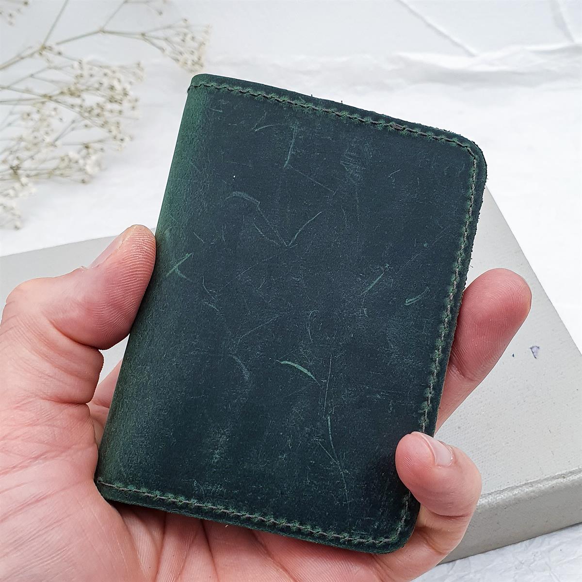 Deri Cüzdan - El Yapımı - Yeşil