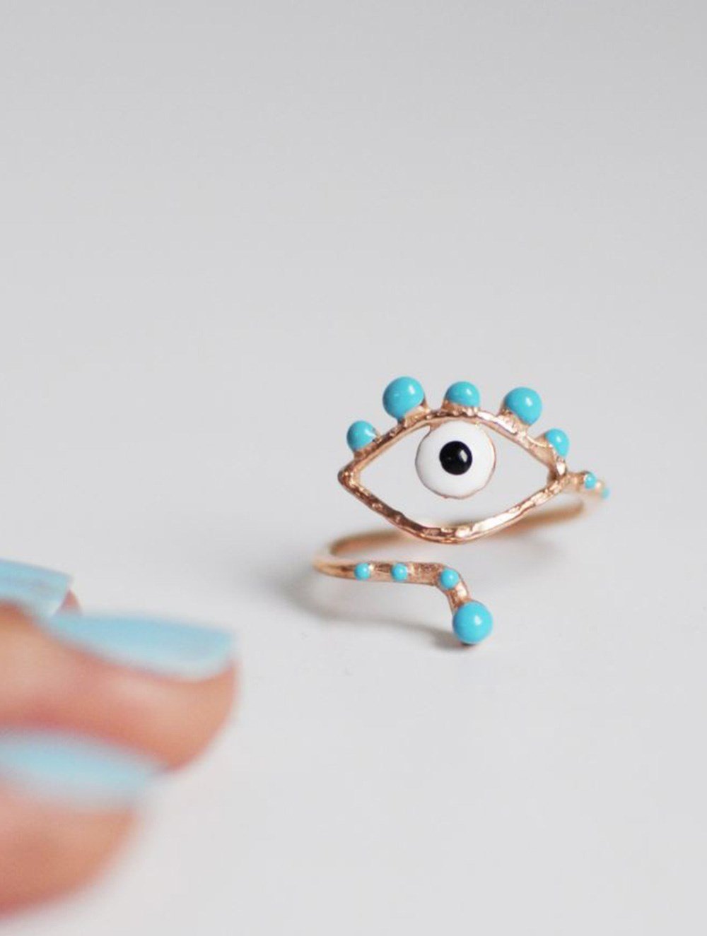 EVIL EYE MAVİ MİNELİ YÜZÜK - NİHAN ATAKAN